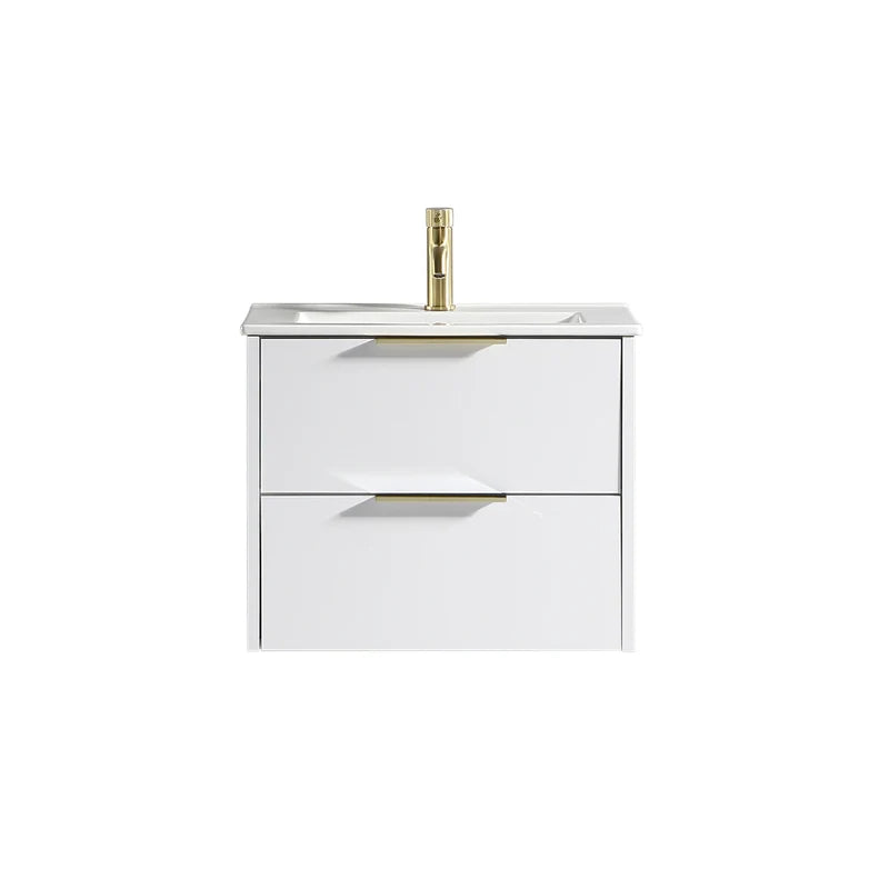 Sora 600mm Two Drawer W/H Vanity & Ceramic Basin  - Matte White