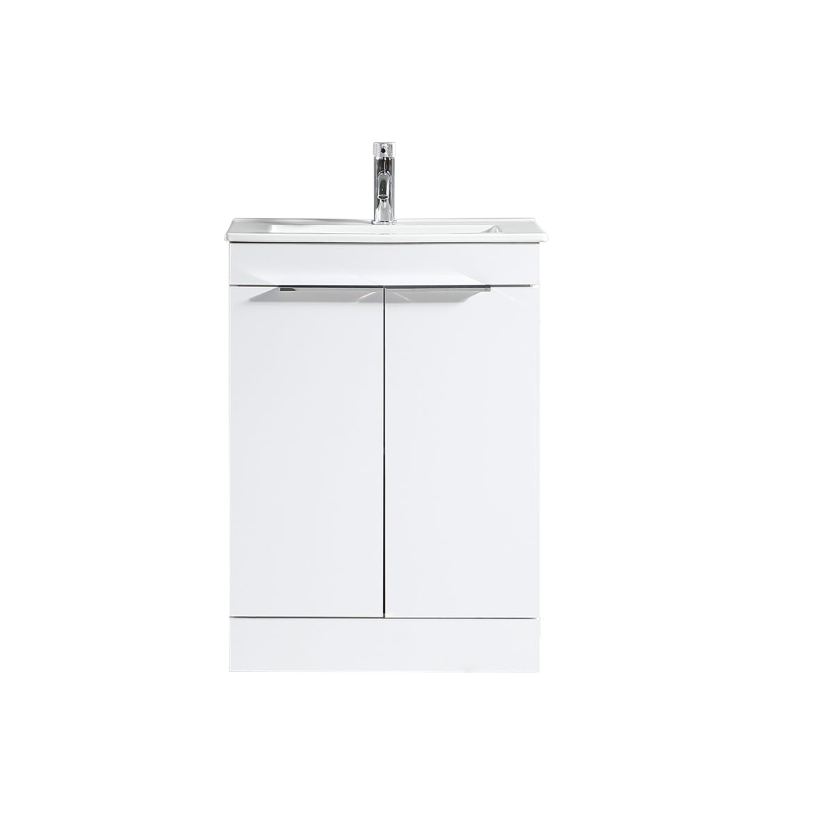 Sora 600mm Two Door F/S Vanity & Ceramic Basin - Matte White
