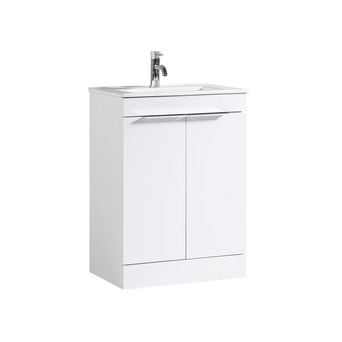 Sora 600mm Two Door F/S Vanity & Ceramic Basin - Matte White