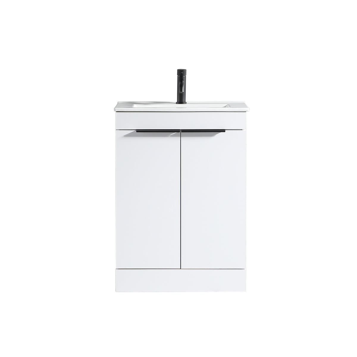Sora 600mm Two Door F/S Vanity & Ceramic Basin - Matte White