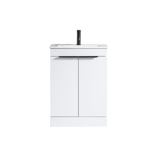 Sora 600mm Two Door F/S Vanity & Ceramic Basin  - Matte White