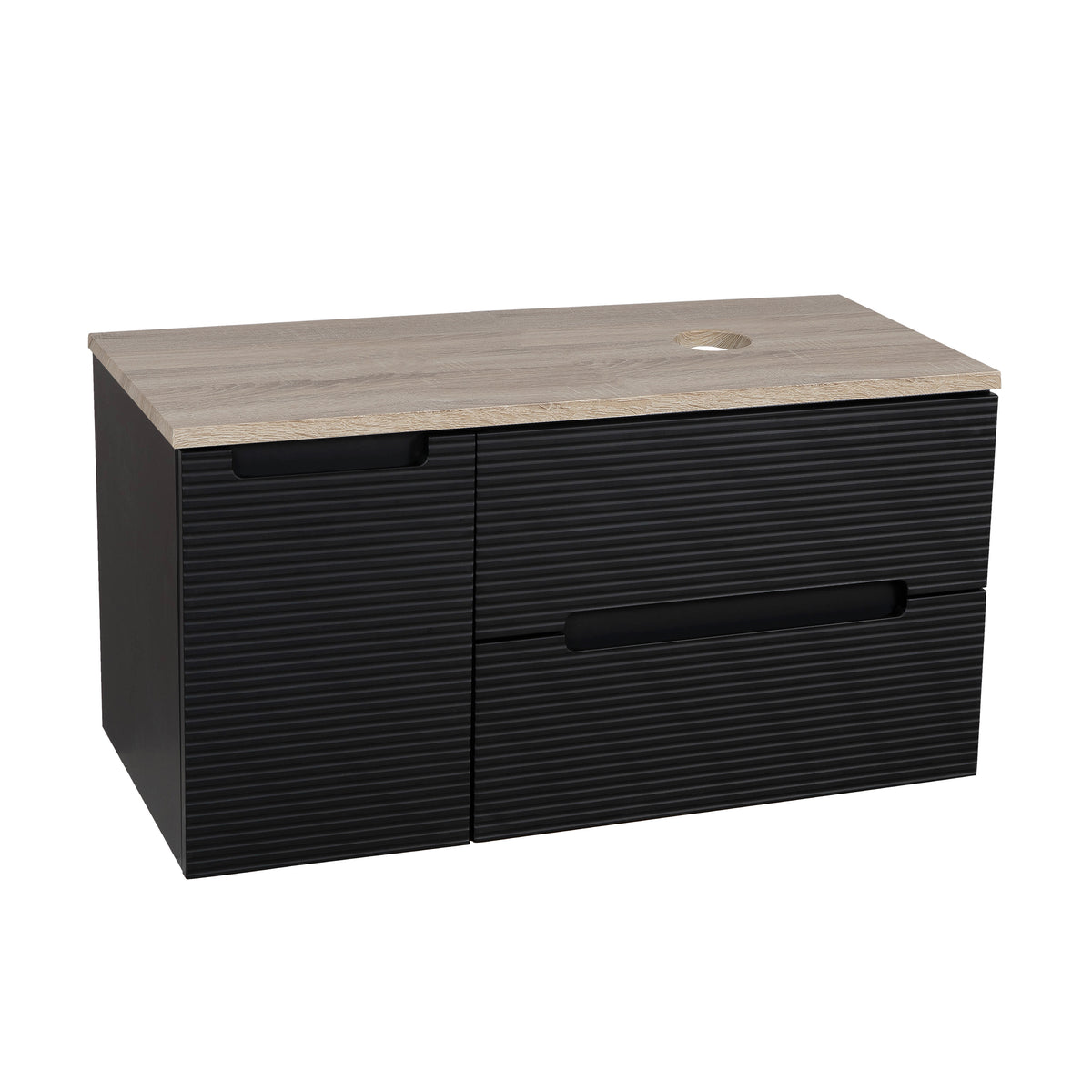 Monza Plus 1200mm Fluted Wall Hung Double Vanity w. Counter Top - Aloe Green/Country Oak