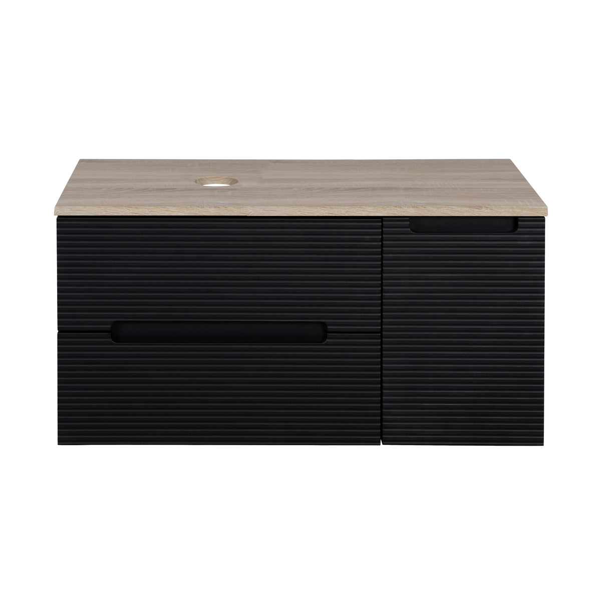 Monza Plus 1200mm Fluted Wall Hung Double Vanity with Countertop - Aloe Green/Country Oak