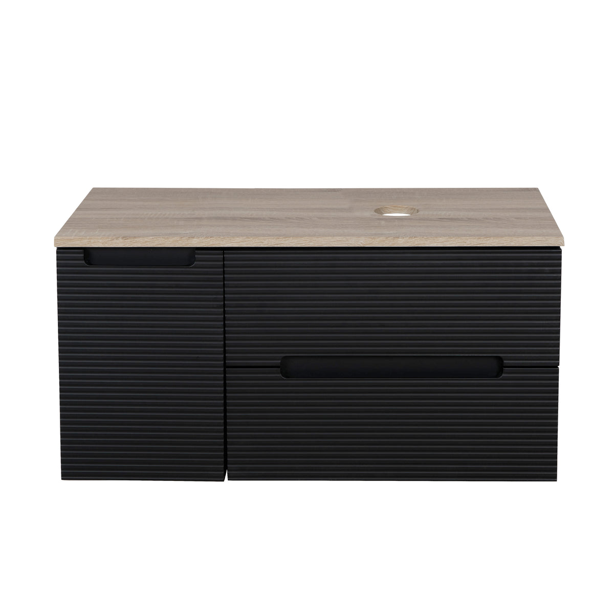 Monza Plus 1200mm Fluted Wall Hung Double Vanity with Countertop - Aloe Green/Country Oak