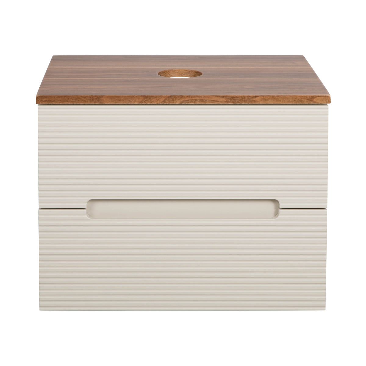 Monza Plus 600mm Fluted Wall Hung Vanity & Counter Top - Warm Oatmeal/Cali Walnut