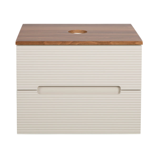 Monza Plus 600mm Fluted Wall Hung Vanity & Counter Top - Warm Oatmeal/Cali Walnut