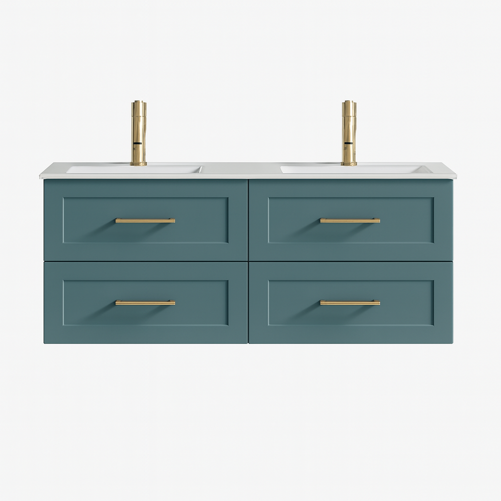 Bakewell 1200mm Twin Vanity with Ceramic Double Basin - Smoked Sage