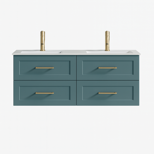 Bakewell 1200mm Twin Vanity with Ceramic Double Basin - Smoked Sage