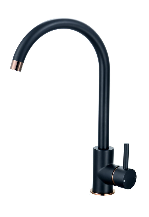 Merthyr Single Lever Kitchen Tap - Black & Rose Gold - product image 2