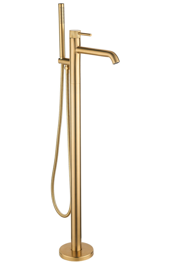 TB+ Redondo Round Freestanding Bath Tap with Shower Mixer Brushed Brass - product image 2