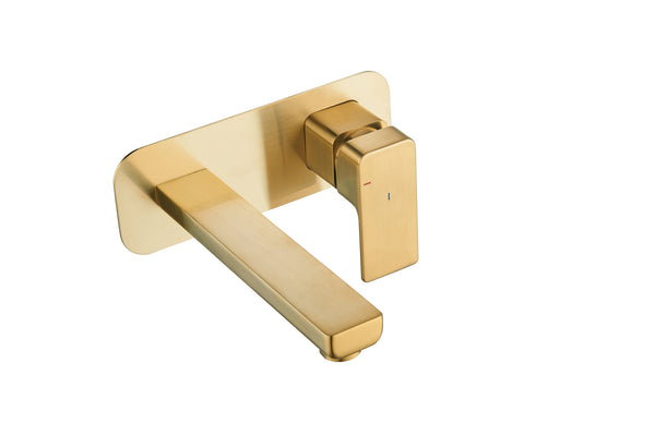 TB+ Quadrado Square Wall Mounted ECO Control/Cold Water Start Basin Mixer Brushed Brass - product image 2