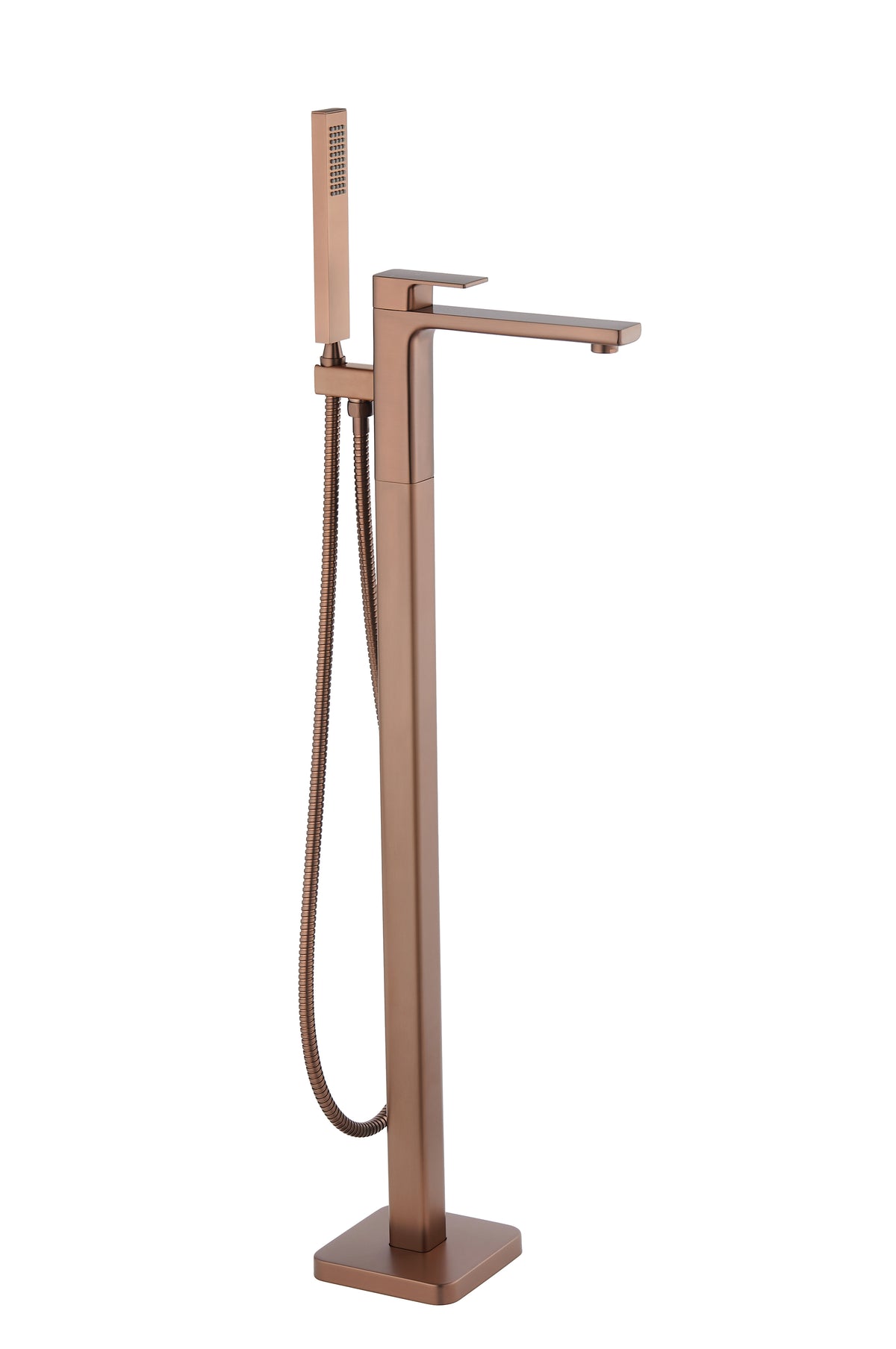 TB+ Quadrado Square Freestanding Bath Tap with Shower Mixer Brushed Bronze