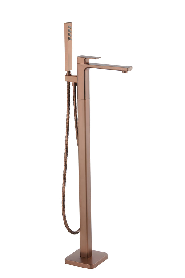 TB+ Quadrado Square Freestanding Bath Tap with Shower Mixer Brushed Bronze