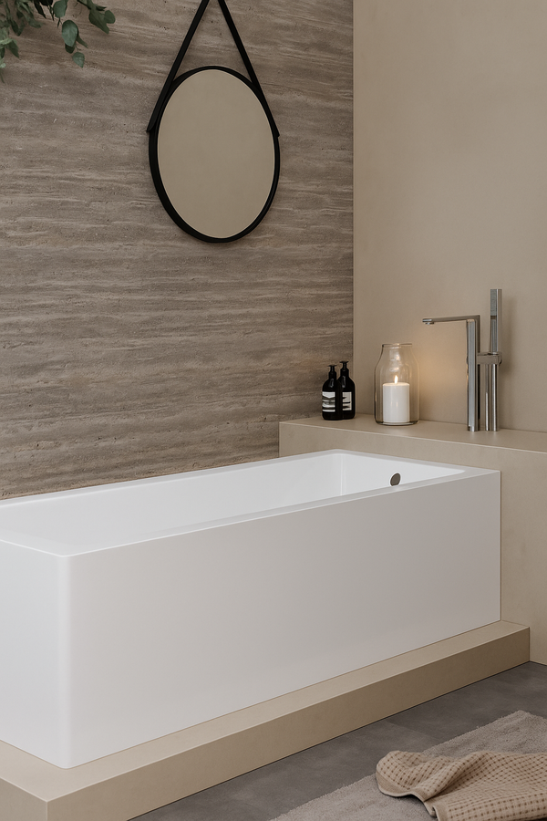 Plumb Essentials Portofino Single Ended Square Bath inc Leg Set - 1700x700mm - product image 3