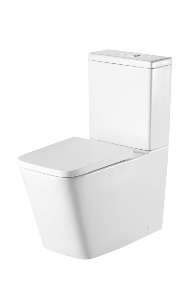 Milan Rimless Close Coupled Square Closed Back Pan, Cistern, Seat & Fixings - product image 2
