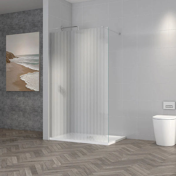 TI8 Fluted Wetroom Panel - 1200x1950mm w. Chrome Profile Kit