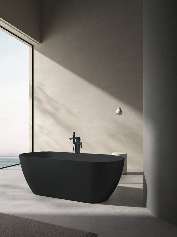 Nero Matte Black Freestanding Bath inc. black waste 1650 x 700 - product image 2