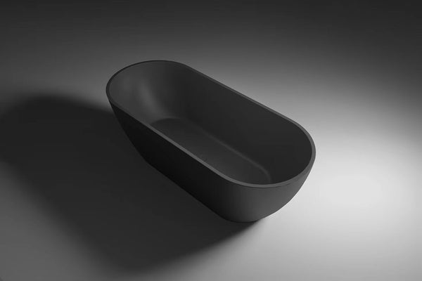 Nero Matte Black Freestanding Bath inc. black waste 1650 x 700