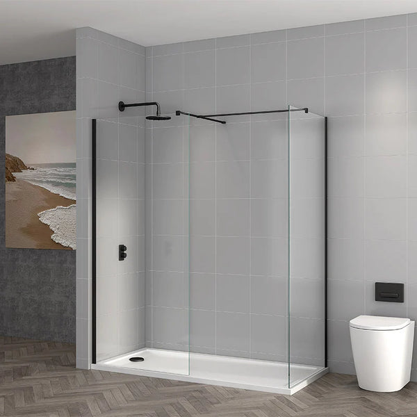 TI8 Wetroom Panel - 700x1950mm w. Black Profile Kit