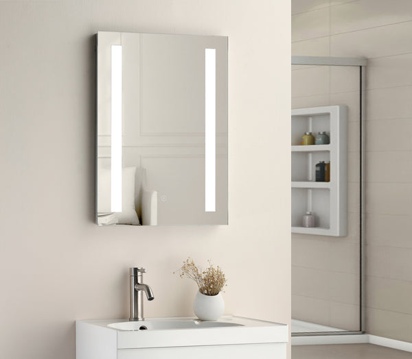 Niall Twin Vertical Strip LED Touch Mirror w. Demist & Shaver Point - 500x700x45mm - product image 2