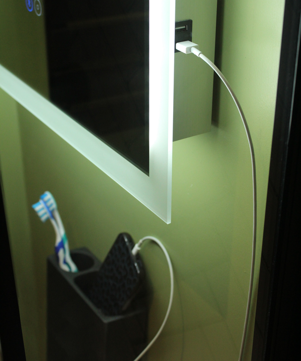 Alfie Square Mirror LED Edge w. Demist & Shaver Point, Bluetooth & USB Charger - 500 x 700 x78mm - product image 3