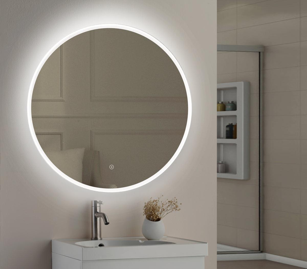 Lily Slimline LED Round Touch Mirror w. Demist & Colour Change - 800mm - product image 2