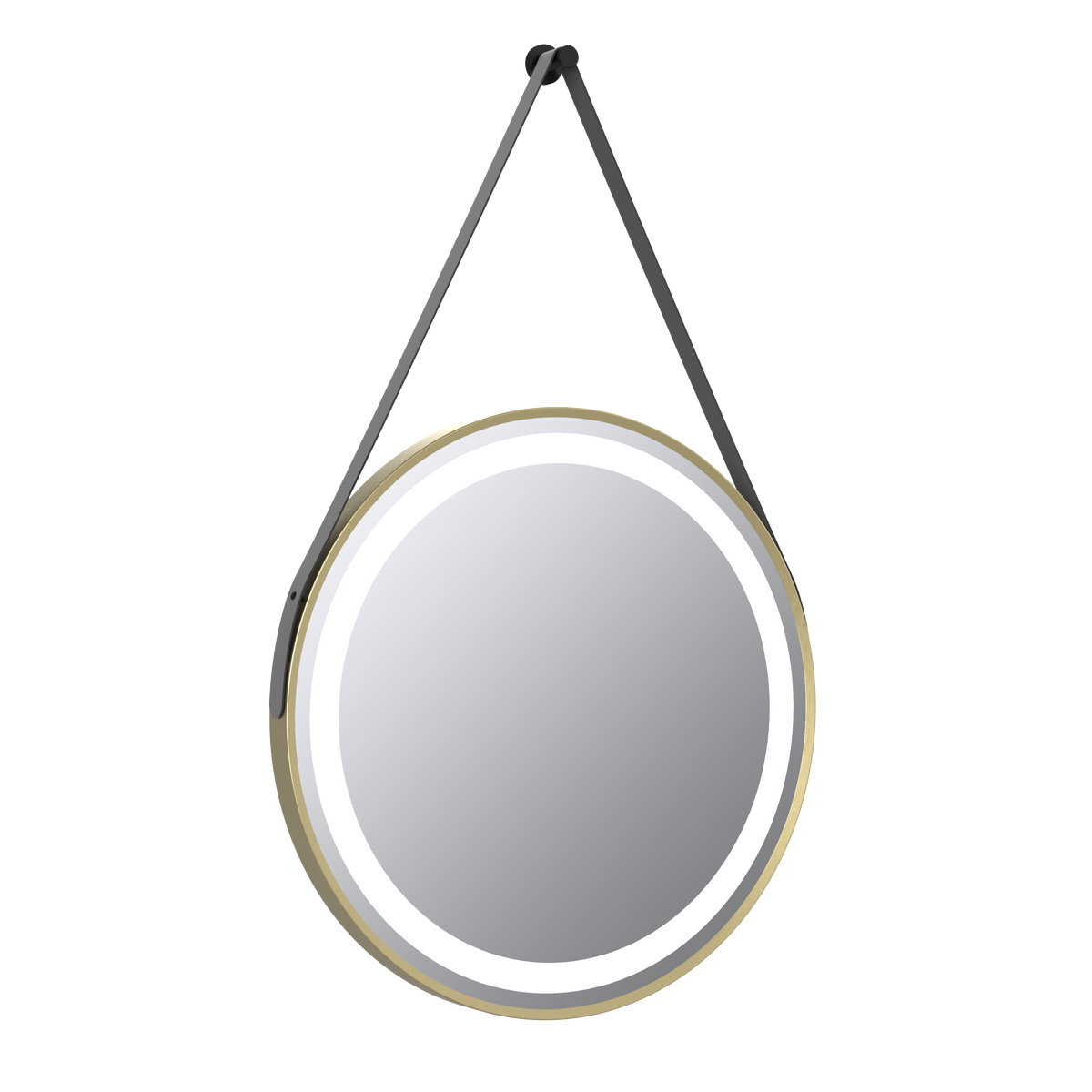 Delilah Brushed Brass LED Round Touch Mirror w. Demist, Colour Change, Hook & Loop Hanging - 600mm - product image 3