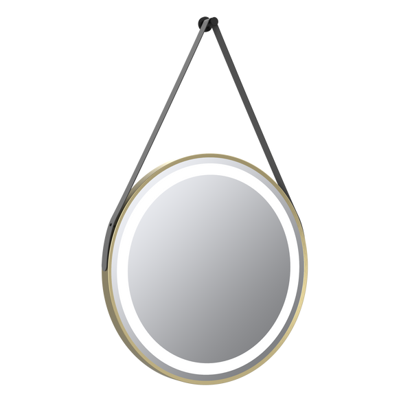 Delilah Brushed Brass LED Round Touch Mirror w. Demist, Colour Change, Hook & Loop Hanging - 600mm - product image 3