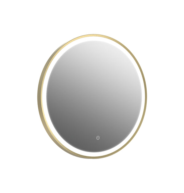Rosie Brushed Brass LED Round Touch Mirror w. Demist & Colour Change - 600mm - product image 2