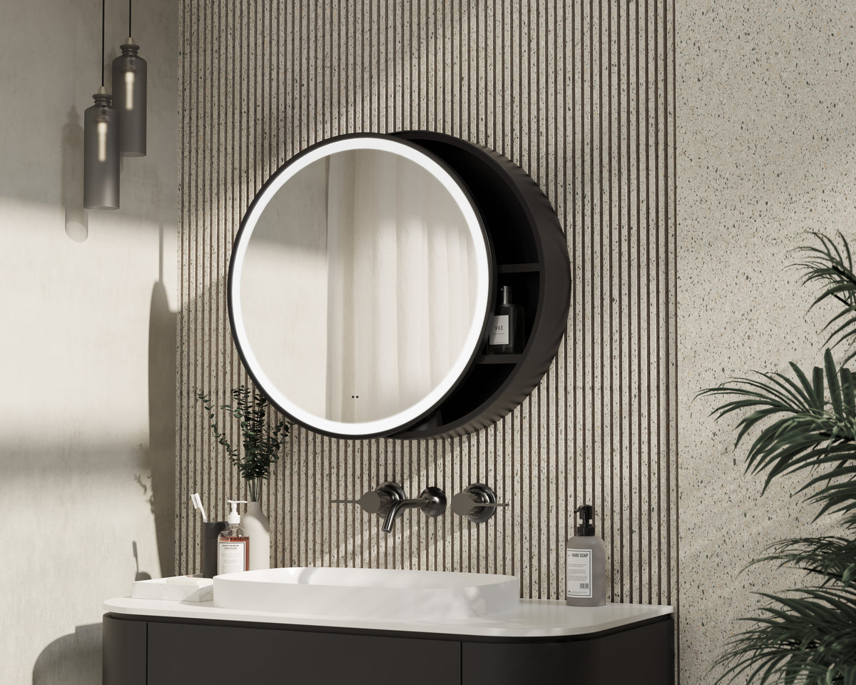 Monty Round Single Door LED Mirror Cabinet 600mm - product image 2