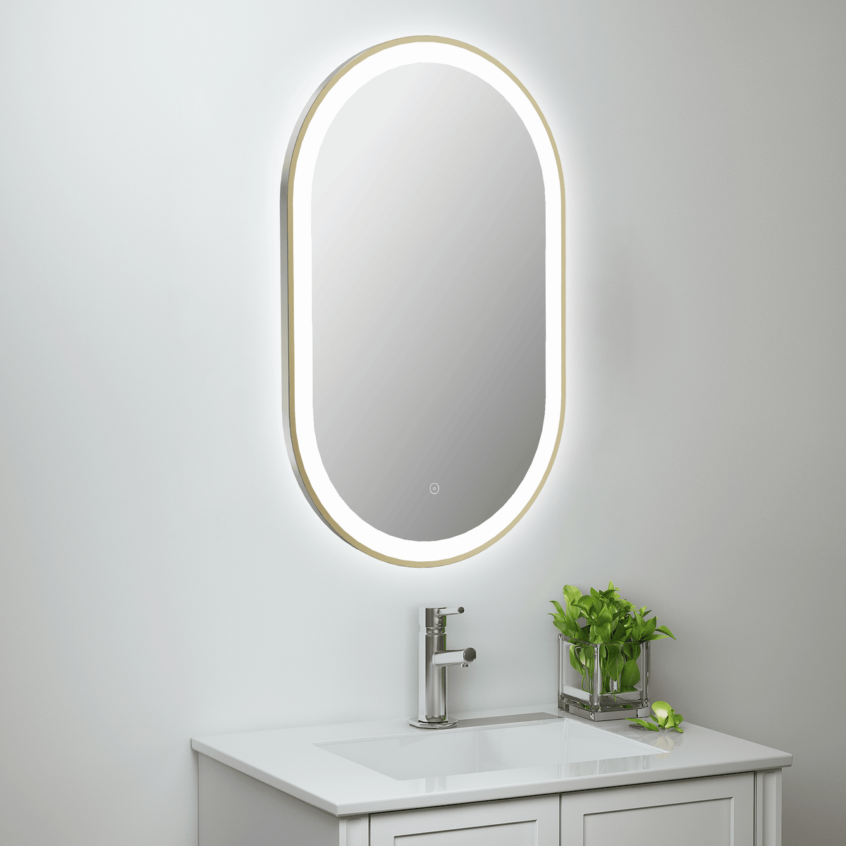 Martha Brushed Brass LED Touch Mirror w. Demist - 500x800x40 mm - product image 2