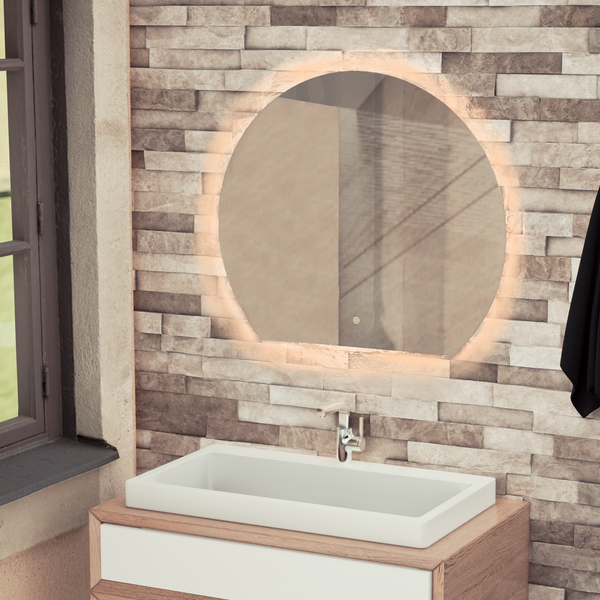 Olive Semi Circle LED Touch Mirror w. Demist - 700x800x30 - product image 2