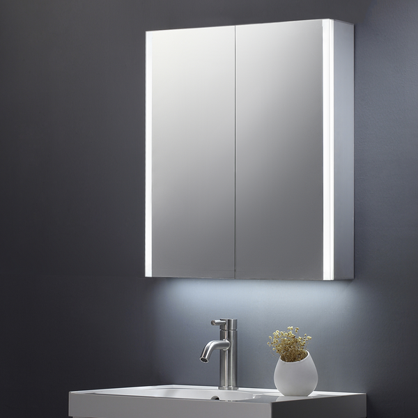 Beau Double Door Mirror CabinetLED Side Strips w. Sensor Switch & Shave Socket - 600x700mm - product image 3
