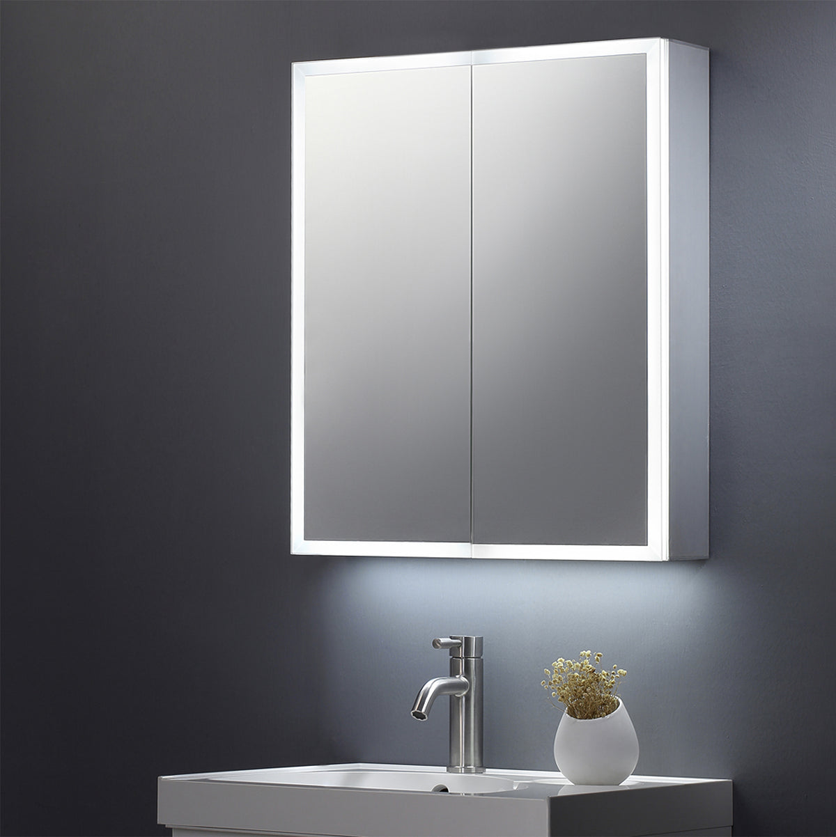 Bethany Double Door Mirror Cabinet LED Surround w. Sensor Switch & Shave Socket - 600x700mm - product image 2