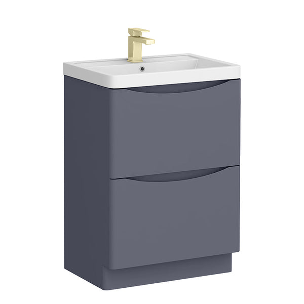 Monza 600mm Two Door Vanity Unit Shadow Grey - Floor Standing