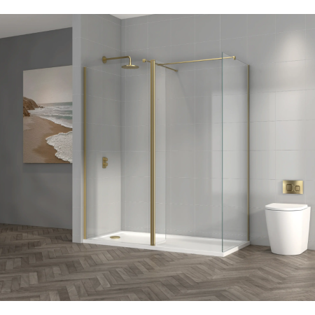 TI8 Wetroom Panel - 900x1950mm w. Brushed Brass Profile Kit