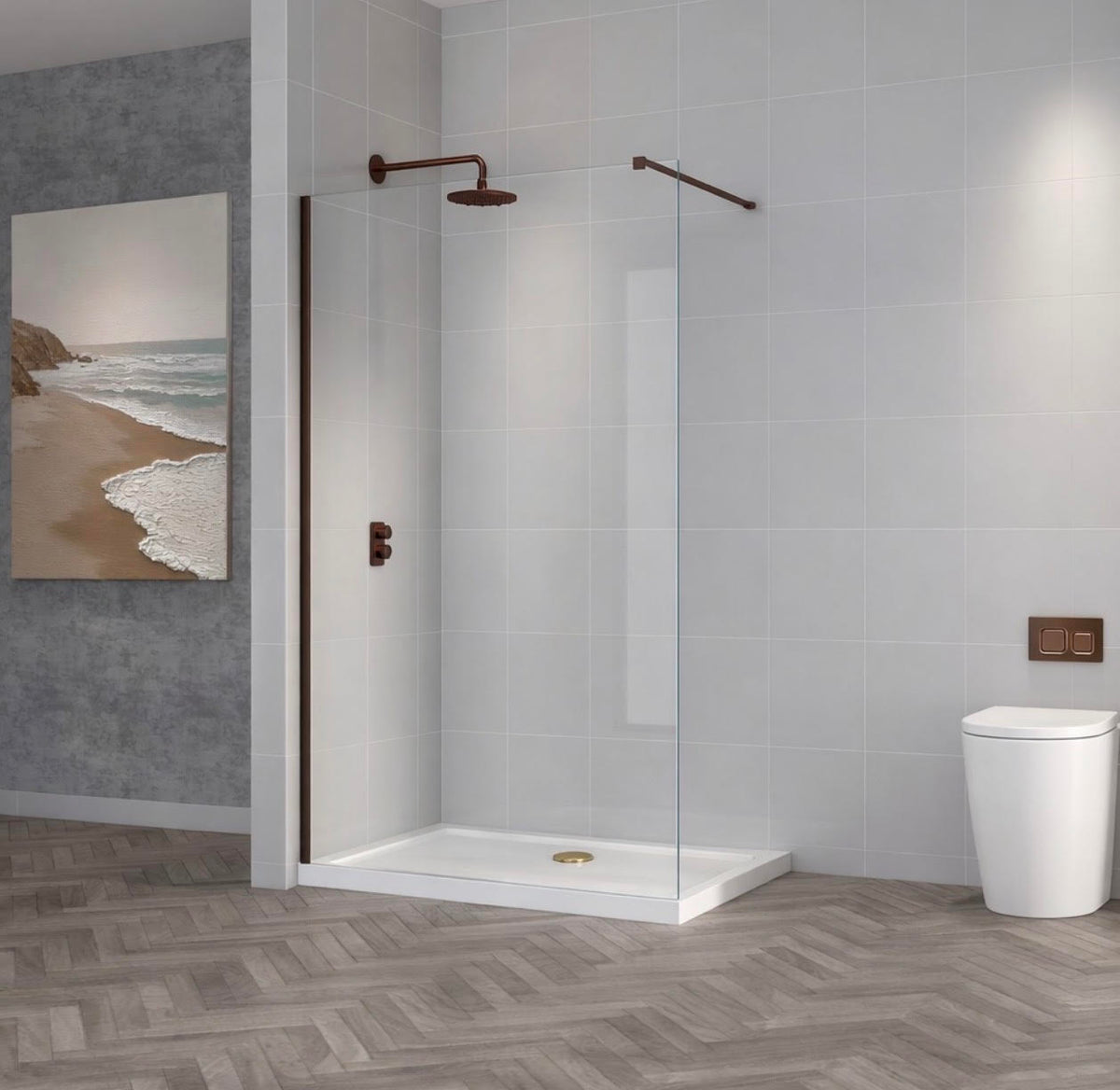 TI8 Fluted Wetroom Panel - 800x1950mm w. Gunmetal Profile Kit
